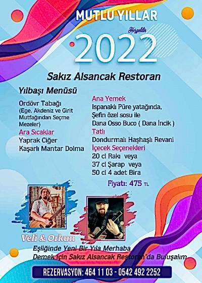 Sakız Alsancak Restoran Yılbaşı Menüsü