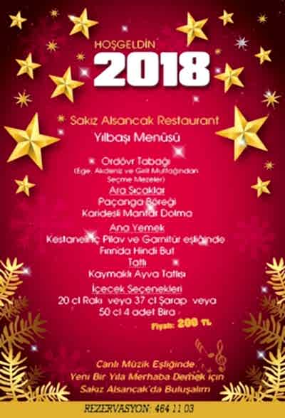 Sakız Alsancak Restaurant 2018 Yılbaşı Menüsü